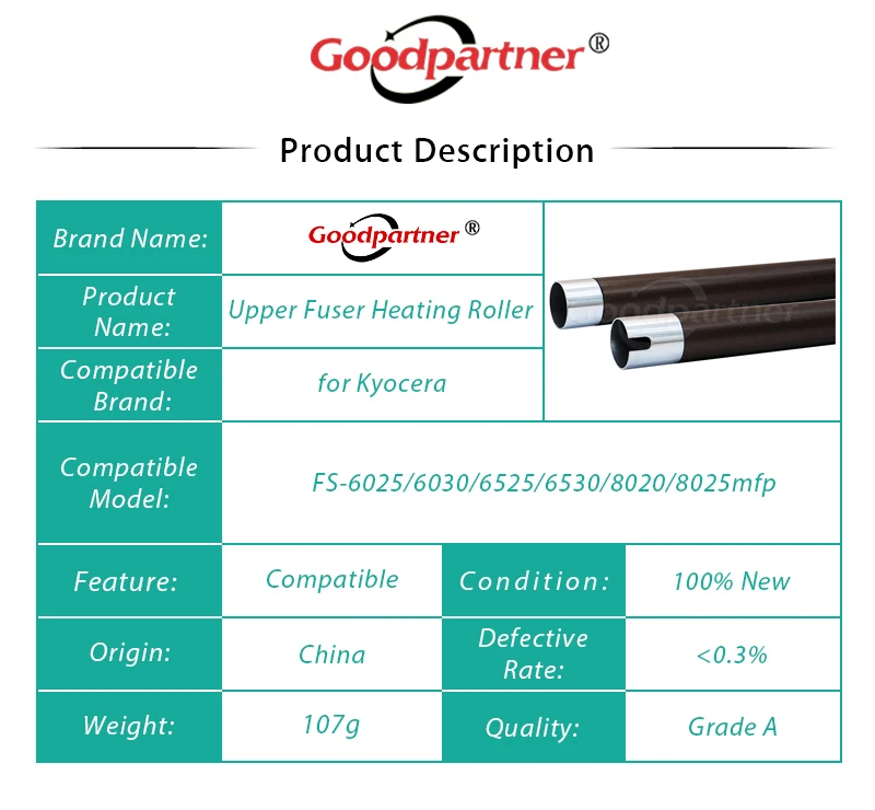 1 верхний терморолик для Kyocera FS 6025 6030 6525 6530 8020 FS6025 FS6030 FS6525 FS6530 FS8020 FS8025|kyocera roller|kyocera
