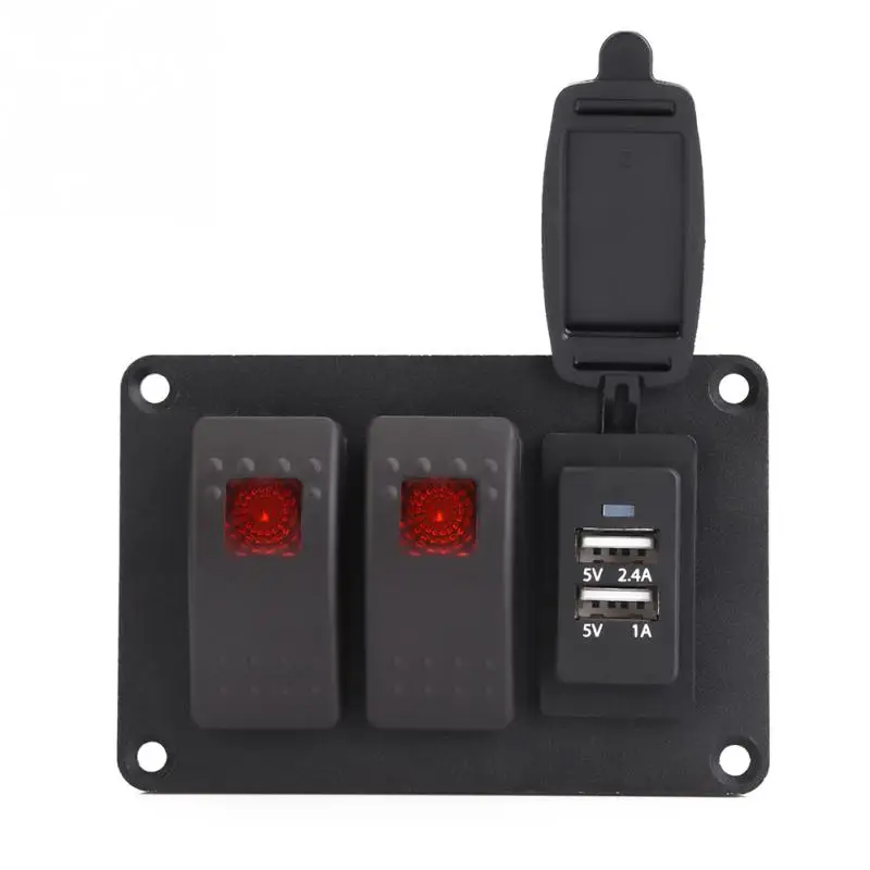 Motorcycle ATV 2 Single Light Switch Panle+ 3.4A Car Charger With 45 Pattern Stickers Black Color Rocker Panel Waterproof | Автомобили и