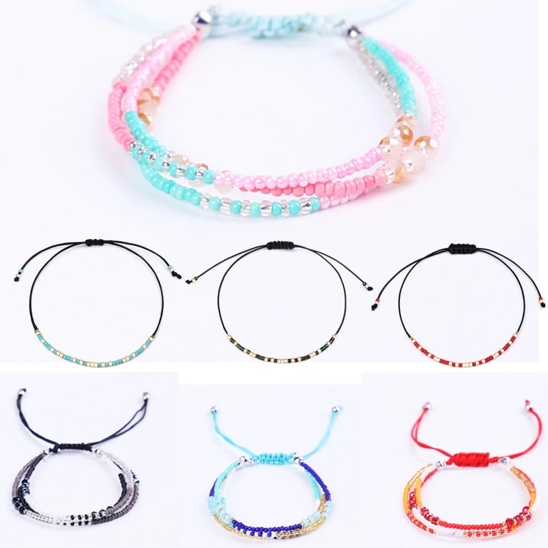 

LNRRABC Handmade Bracelet Women Men Lucky Multilayer Simple Seed Measle Bead Popular 1PC 2018 New Arrival Adjustable