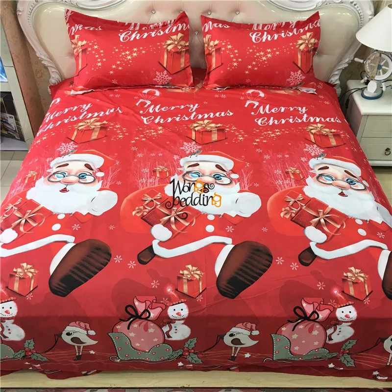 

3D Christmas Gift Santa Claus Bedding Sets Bed Sheets Red Rose Duvet Cover Kids Comforter Sets Full Queen Size Bedclothes