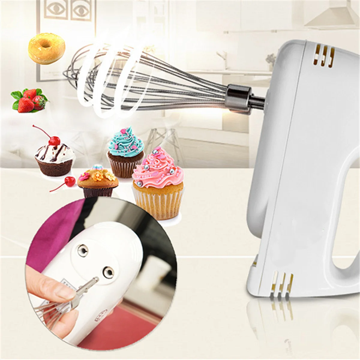 220V 100W 7 Speed Electric Handheld Food Whisk Beaters Household Mini Blenders Home Eggs Cake Food Mixer Beater Kitchen Tool