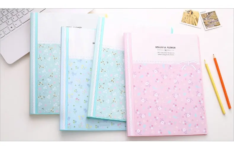 Pasta de Arquivo de Livro de Exibição Bela Flor Livreto Clara Escola 30 - 40 60 80 Bolsos Bolsa Transparente Livro a4 7 Material escolar e de escritório