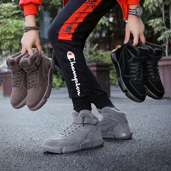

Man Winter Shoes Warm Fashion Casual Shoes For Men Ankle Boots Lace Up Boots Leather Male Shoes Solid Tennis Sneakers Men Shoes