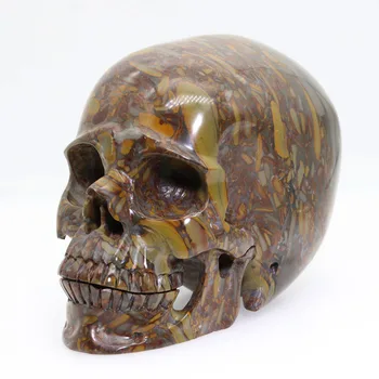 

5.31" 2041g,BAMBOO STONE Handmade Carved Crystal Skull Crystal Realistic Crystal Healing Furnishing Articles Figurine TC62