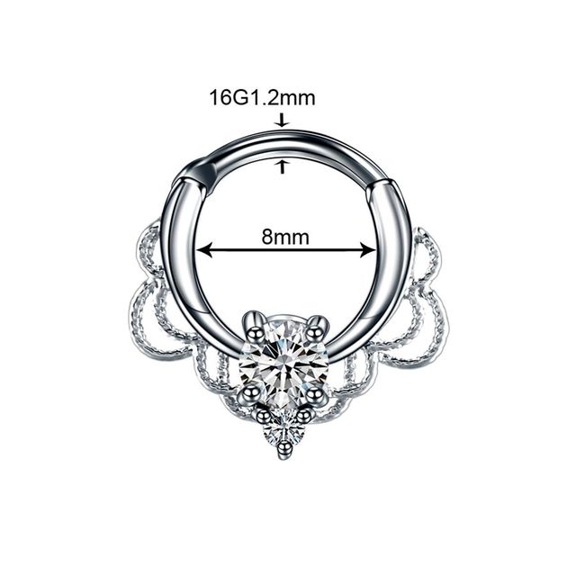 Copper Nose Hoop Septum Rings Crystal Ear Helix Clicker Piercings CZ Cartilage Daith Rook Earring Tragus Piercings Jewelry
