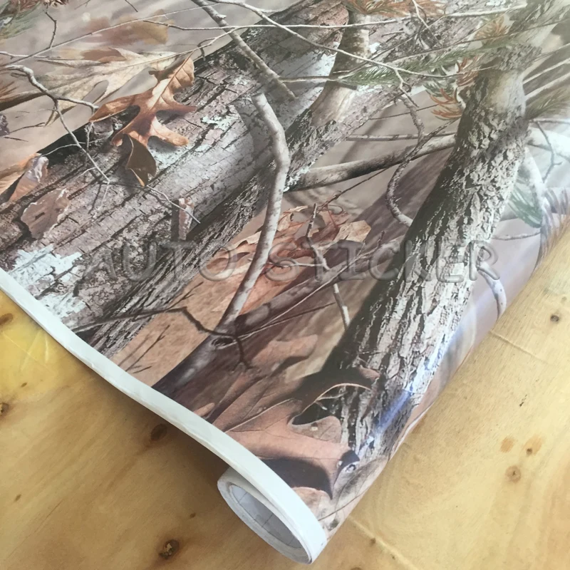 Cheap 1.52*5/10/15/20/25/30 m Hot Real Tree Camouflage Vinyl Camo real Tree Sticker Bom Folie Sheet Auto Wrap Hood Dak Decal Styling