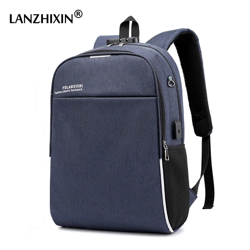 

Anti-theft Lock 15.6 Inch Laptop Backpack USB Men Bag Reflective Stripe School Bags Girls Women USB Multi-function Backpacks