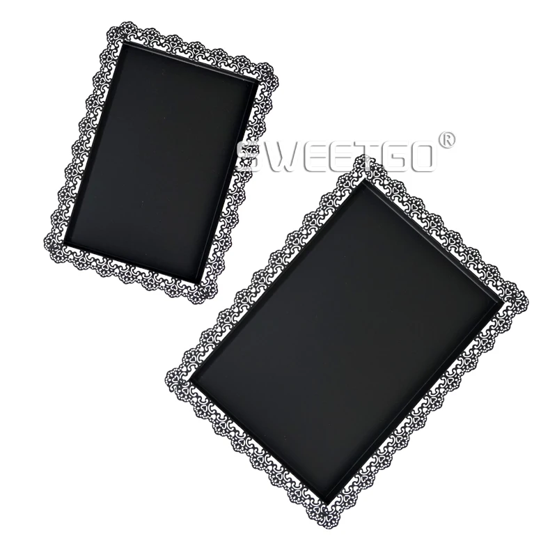 Black cake tray metal iron rectangle plate for party cupcake baking tool display candy bar decoration bakeware | Дом и сад