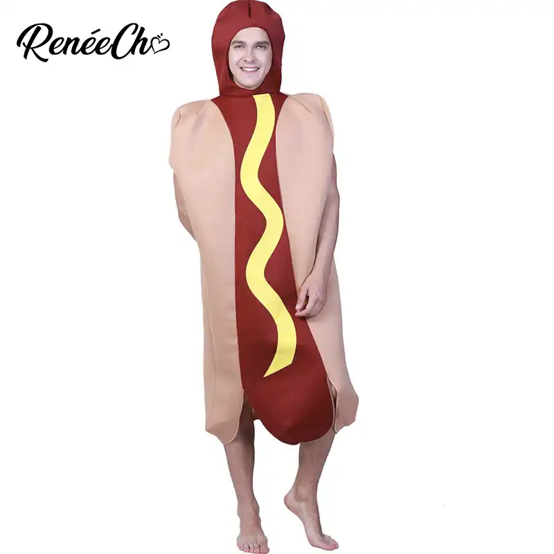 2018 New Arrival Halloween Costume For Adult Hot Dog Costume Men Funny Hotdog Cosplay Carnival Party Role Play Fancy Costumes