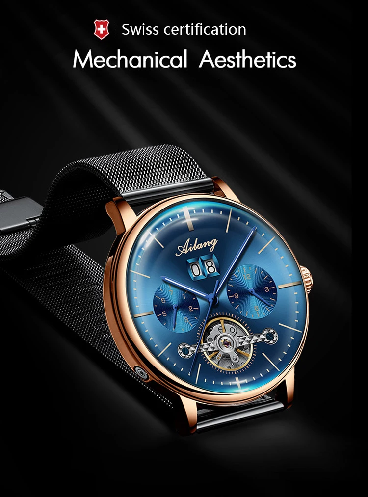 AILANG брендовые дизайнерские дизельные часы для мужчин diver автоматические механические швейцарские шестерни Пилот Спорт Скелет стимпанк водонепроницаемые часы
