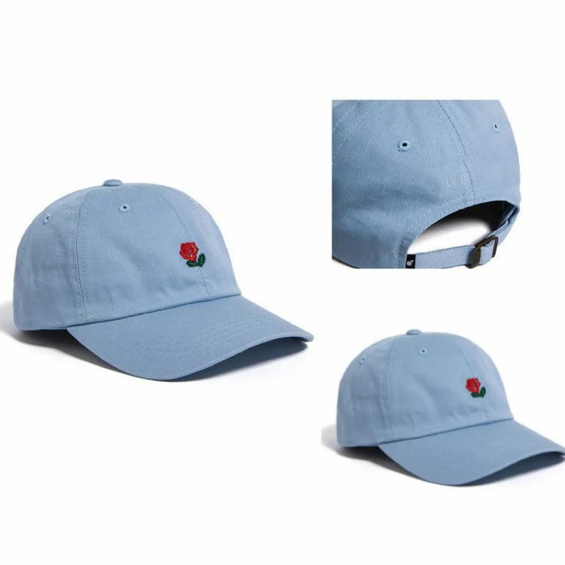 Хип-хоп 5 цветов шляпа с вышивкой розы Бейсболки Регулируемая женская модная шляпа от солнца