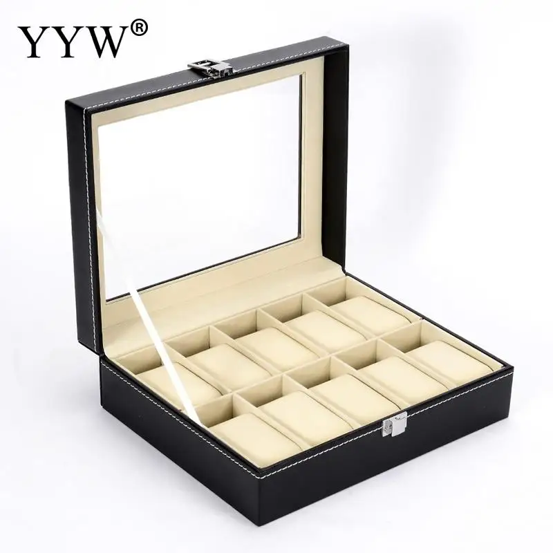 

2 3 6 10 12 20 24 Grids PU Leather Watches Jewelry Boxes Case Display Watch Box Case Professional Holder Organizer for Clock