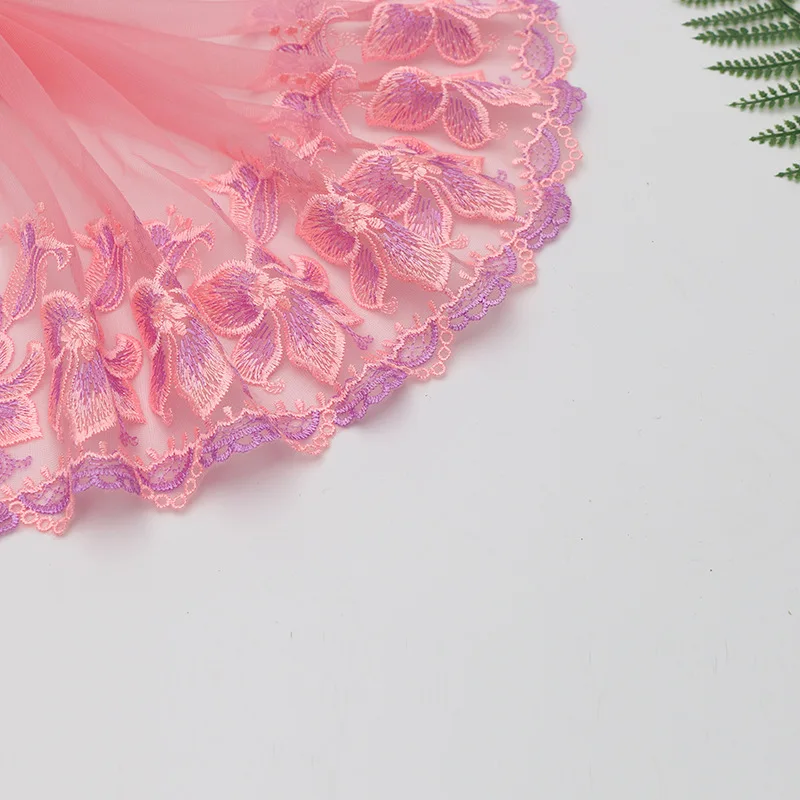 2 метра красочная эластичная кружевная ткань стрейч кружевная отделка эластичный DIY ремесло для шитья вышитая кружевная отделка для одежды 15-22 см Ширина - Цвет: pink flower