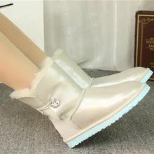 TIIDA 2016 Fashion 100% Genuine Sheepskin Leather Snow Boots Natural Fur Winter Boots Waterproof Warm Wool boots Women Boots