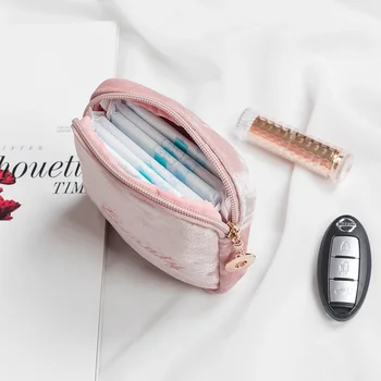 

Portable Zipper Sanitary Napkin Storage Bag Cotton Linen Sanitary Package Bags Coin Jewelry Organizer Credit Card Case 3DSNE01
