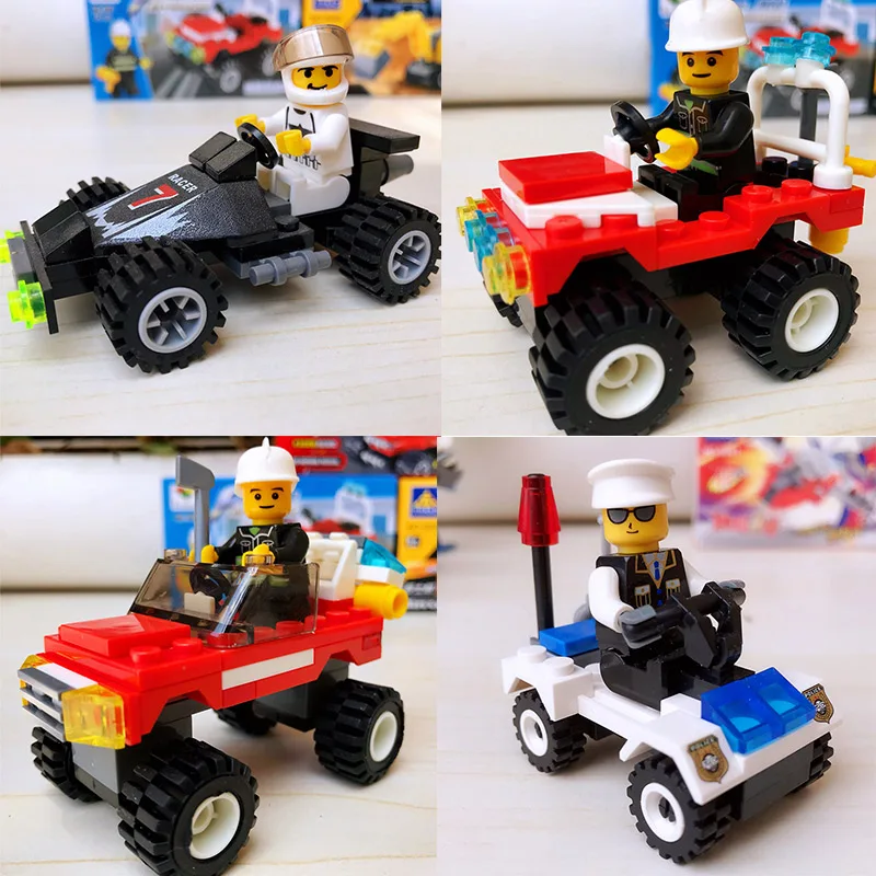 4 стиля мини совместимые строительные блоки legoings гоночный автомобиль джип
