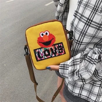 

Cute cartoon Sesame Street Crossbody Bag for Women Chain Mini Shoulder Bag Circle Small Messenger Bag Womens Handbags Purses
