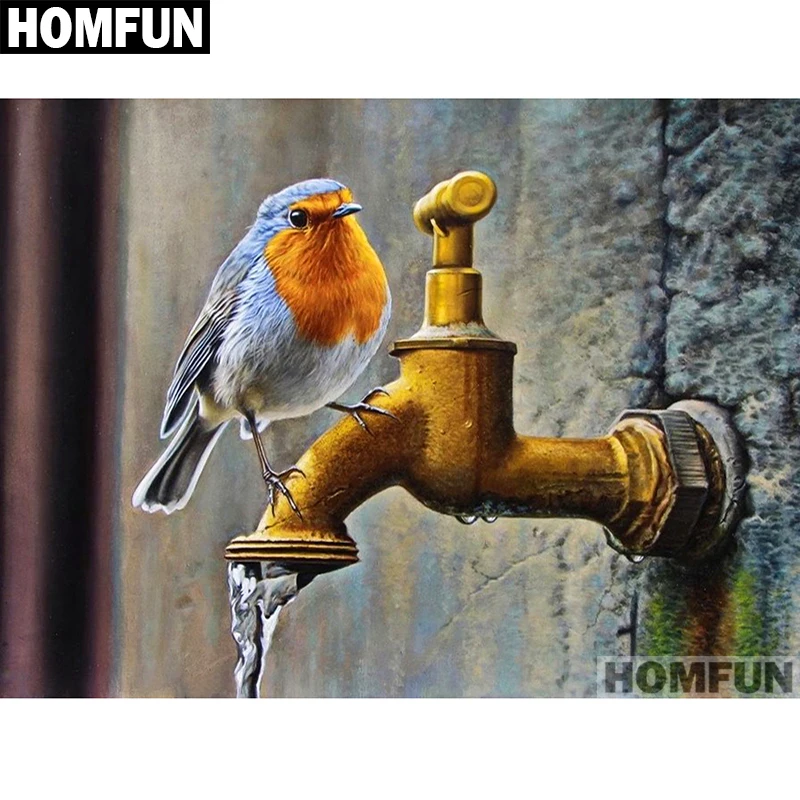 

HOMFUN Full Square/Round Drill 5D DIY Diamond Painting "Bird & Tap" Embroidery Cross Stitch 5D Home Decor Gift A01772