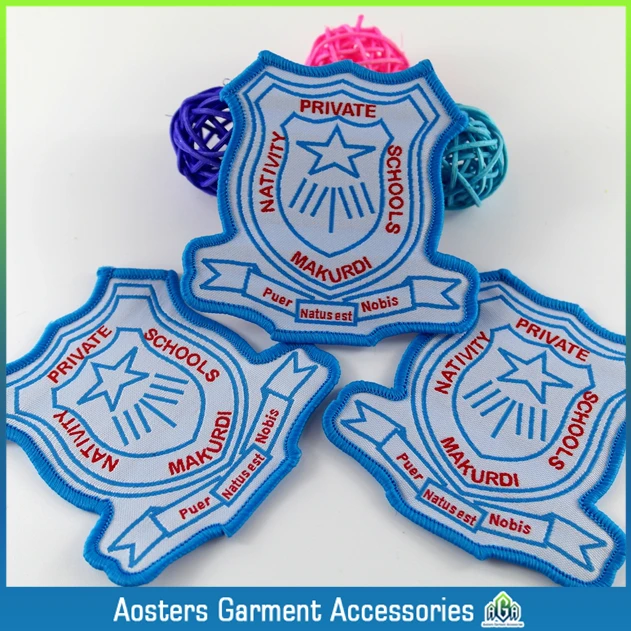Wholesale customized iron on labels ,custom school woven fabric  labels/personalized woven labels/woven badges/sew in name labels