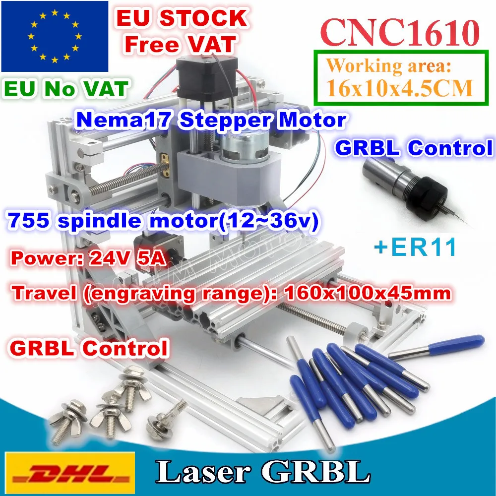 

[EU Delivery/Free VAT] 1610 +ER11 GRBL Control Machine CNC DIY mini Working Area 160x100x45mm 3 Axis Pcb Milling Wood Router