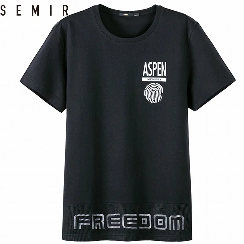 

SEMIR T-shirt man cotton clothing O-neck short sleeve tee letter Cool print tops simple casual clothes male Tshirt for summer