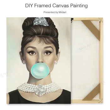 

Modern Fashion Monroe Hepburn Posters Famous Movie Star Girl A4 Wall Art Home Decor DIY Wooden Framed Canvas Hanging Painting