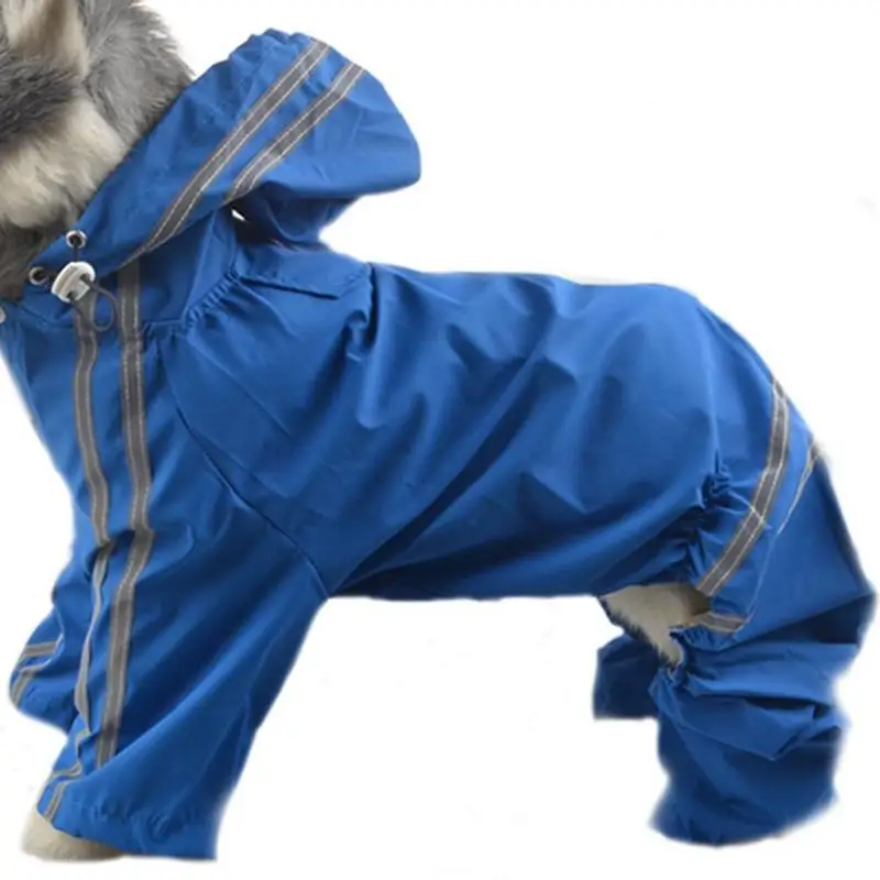 Misterolina Four Leg Large Dog Raincoat Waterproof Hooded Rain Coat Big
