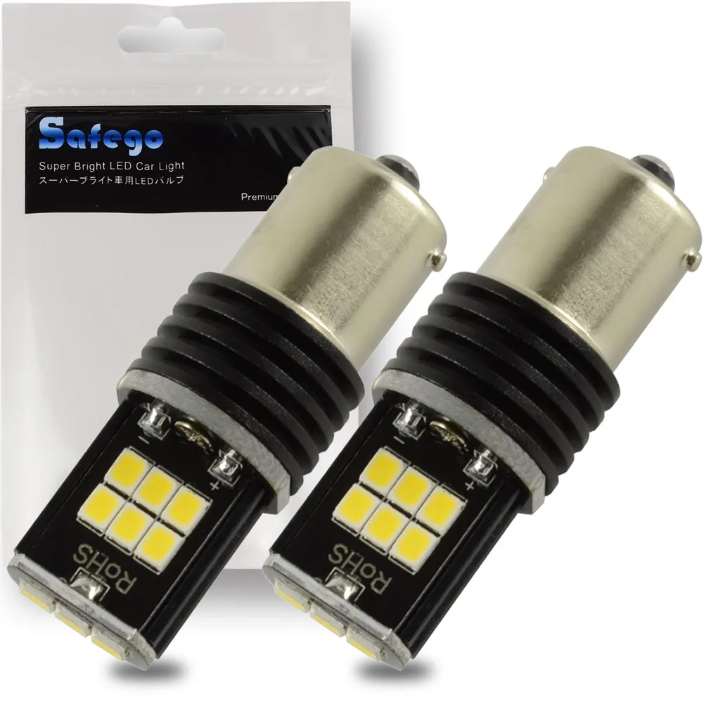 

Safego 2pcs 1156 BA15S 1129 1141 LED Car Exterior Light Bulb For Reversing Light ONLY Super Bright Xenon White 15-2835SMD 6000K