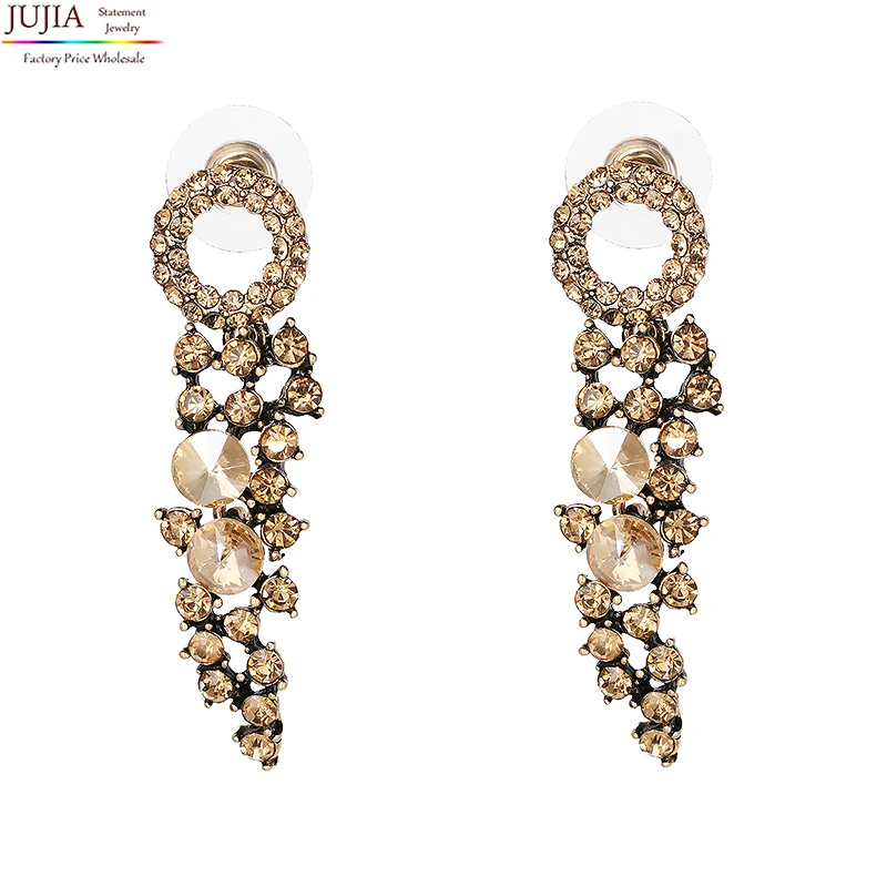 

3 colors JUJIA New Hot sale good quality statement earring fashion crystal stud earring jewelry wholesale