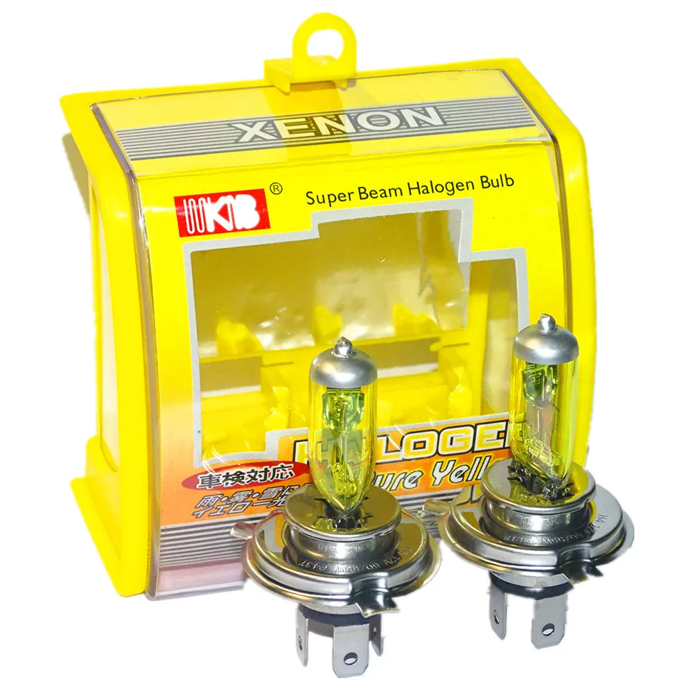 

2 PCS(1 Pair) 12V 100/W H4 Halogen Bulb Yellow 3000K Quartz Glass Car HeadLight Auto Light XENON Fog Lamp + Retail packaging box