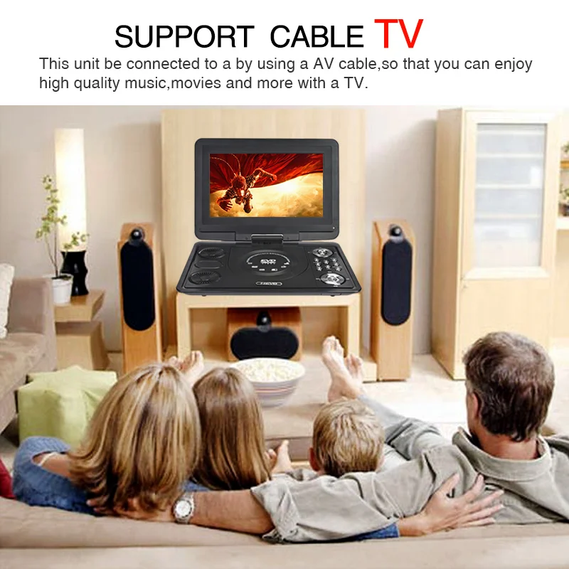 13 inch HD Portable DVD Player Mobile Digital Multimedia Player TV EVD Radio MPEG MPEG4 VCD SD Card