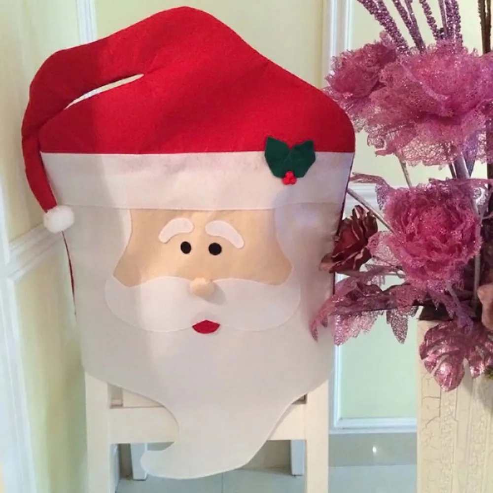 

Fashion Creative Mrs Santa Clause Red Hat Chair Back Set Cover Christmas Dinner Table Party Decor For Christmas Decoration