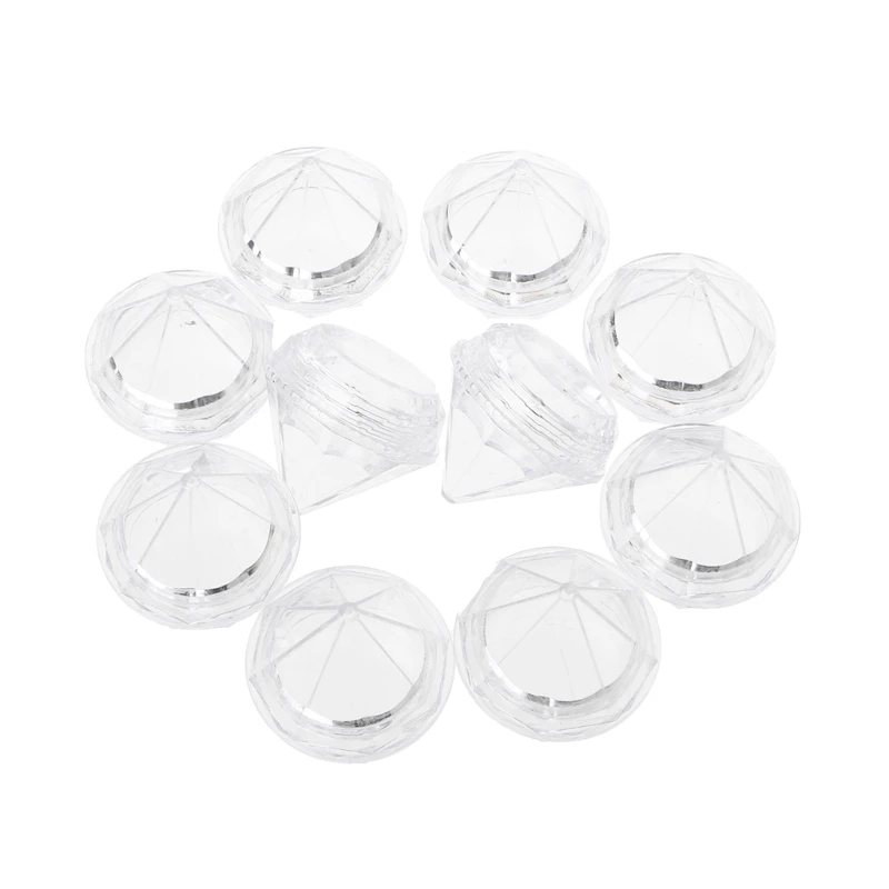 

10Pcs/Set 5g Transparent Diamond Cream Box Refillable Empty Travel Cosmetic Case New