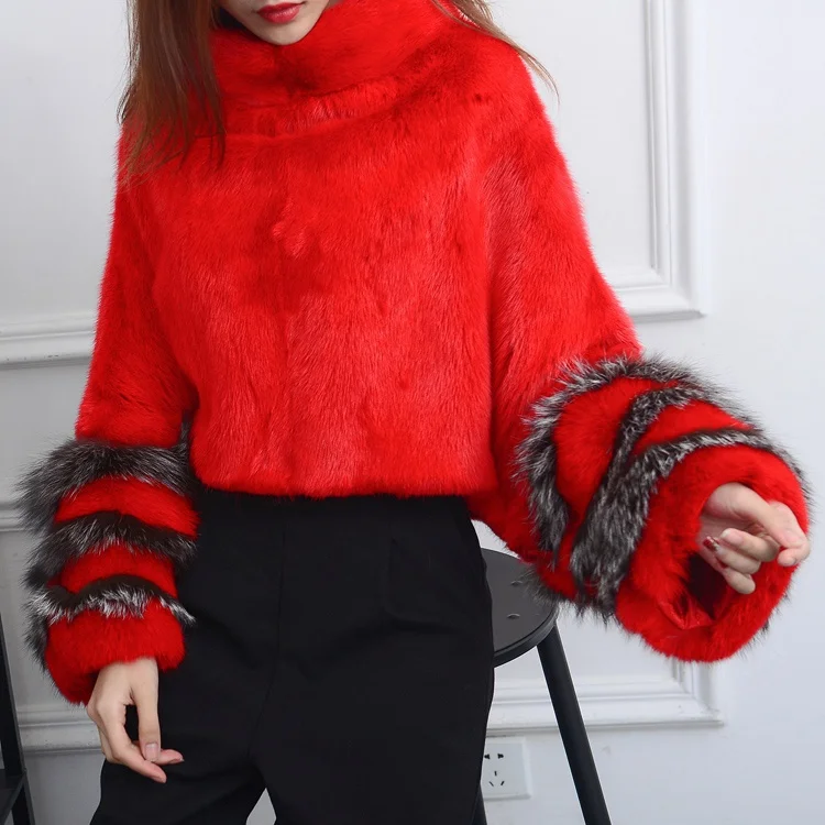 luxury brand genuine natural mink fur poncho coat (11)