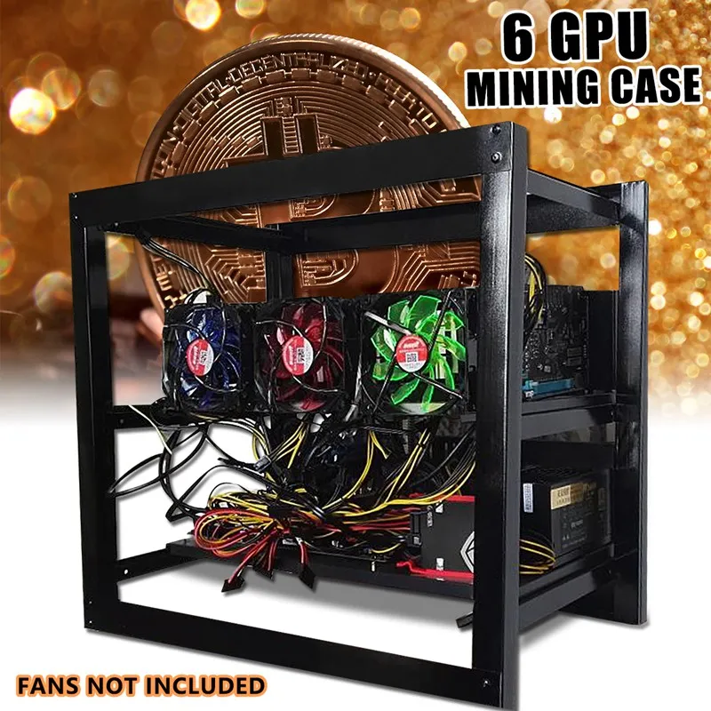 

Leory For 6 GPU ETH Ethereum 50x50cm Miner Frame Bracket Open Air Mining Miner Frame Rig Case Bracket 6xGraphics Card 3xFan Slot