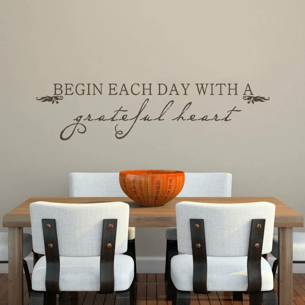 Battoo Wall Decals Begin Each Day With A Grateful Heart Inspirational Dining Room Bathroom Wall Stickers Decor 22 X 5 Xs Wall Decals Wall Sticker Decorwall Sticker Aliexpress