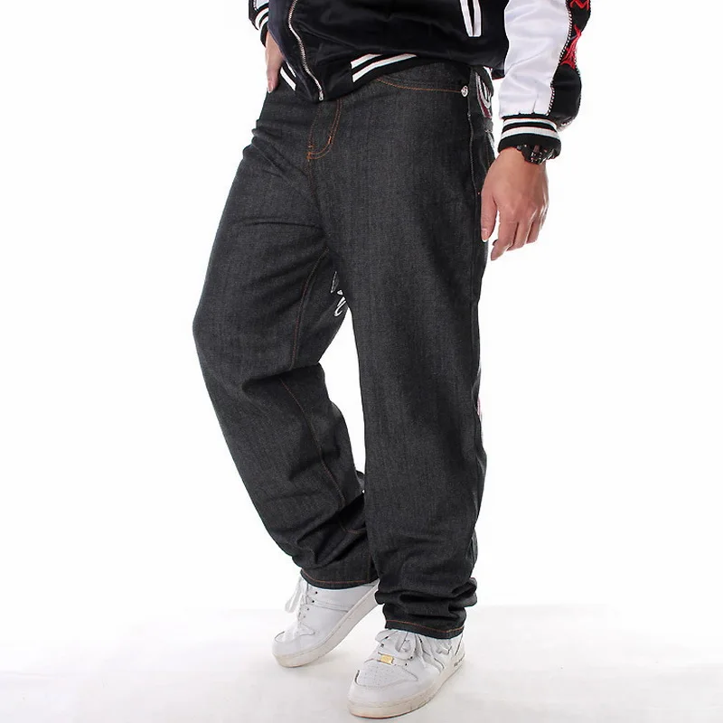 Jeans larghi neri da uomo pantaloni da Skateboard firmati di marca Hip Hop Jeans  larghi ricamati dritti HipHop Rap pantaloni larghi in Denim|Jeans| -  AliExpress