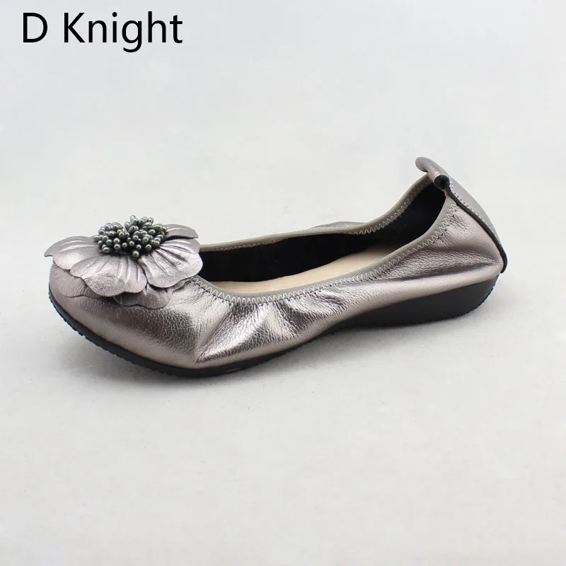2018 Spring Women Flats Shoes Women Genuine Leather Shoes Woman Ballet Flats Flower Round Toe Loafers Slip On Ballerines Flats  (8)