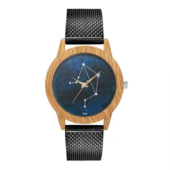 

Women's Watch Fashion Wood Grain Women WristWatch Glass Mirror Silicone Strap Quartz Watch Zegarek damski Orologio da donna A50
