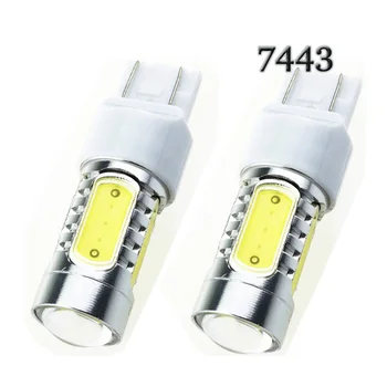 

10pcs High Power LED Bulb W21/5W T20 77443 7440 7.5W COB LED lens Eagle eye lights car turn signal light White Red Blue yellow