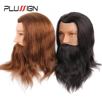 100% veri capelli umani barba parrucchiere formazione uomo testa pratica professionale testa di manichino modello colore marrone