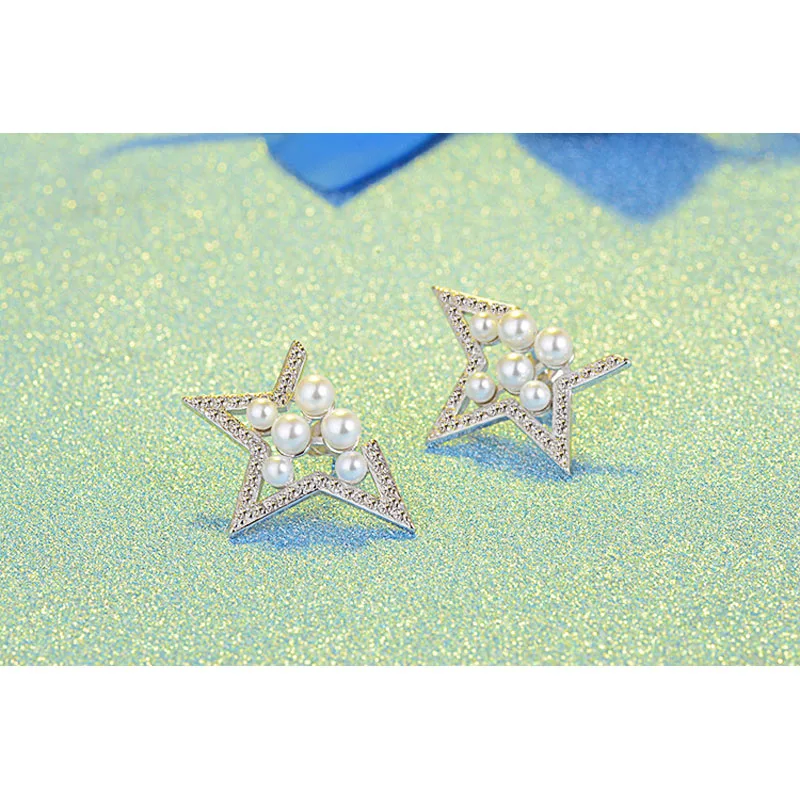 Серьги гвоздики женские из серебра 925 пробы с жемчугом|sterling silver 925|bijoux brincossilver |