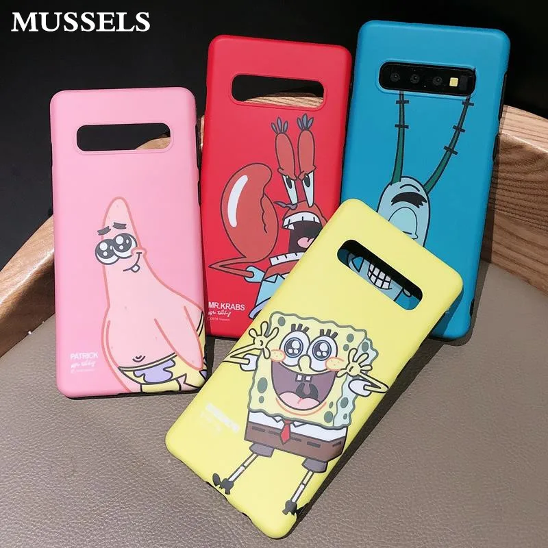 

MUSSELS Cute Patrick Star Krabs Soft phone case for Samsung Galaxy S10 S8 S9 Plus Case For Samsung Note 8 9 Cartoon Cover Fundas