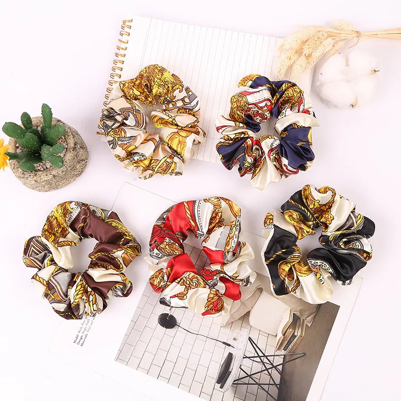 

New arrival Fashion women vintage printed Hair bands lovely hair scrunchies girl's hair Tie Accessories Ponytail Holder