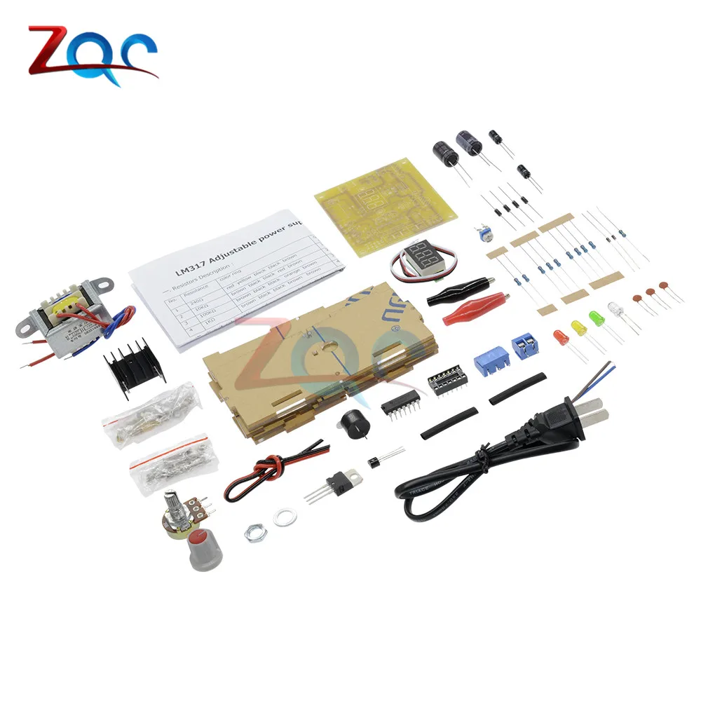 Diy комплект LM317 регулируемый регулятор напряжения от 110 В/220 В до 1 25 12 5 в понижающий