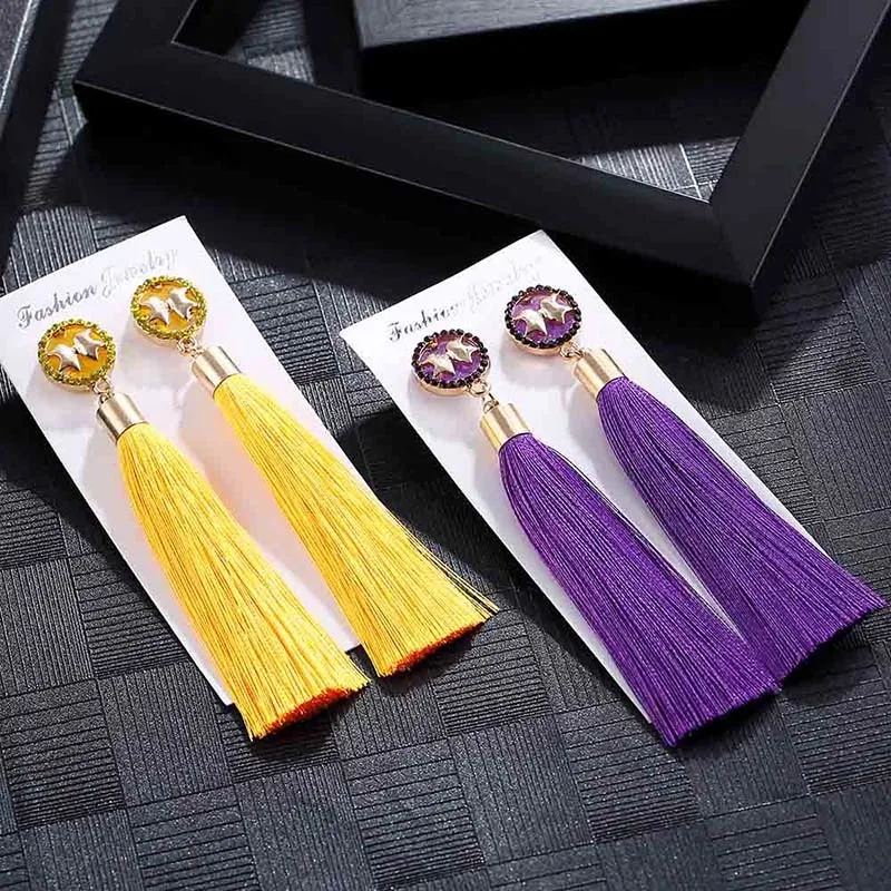 IMG_4190 Trendy Drop Earrings ButterflyWomenLongBohemianDangleBlueBalckMetalBohoGold Tassel Earrings 2018 Jewelry