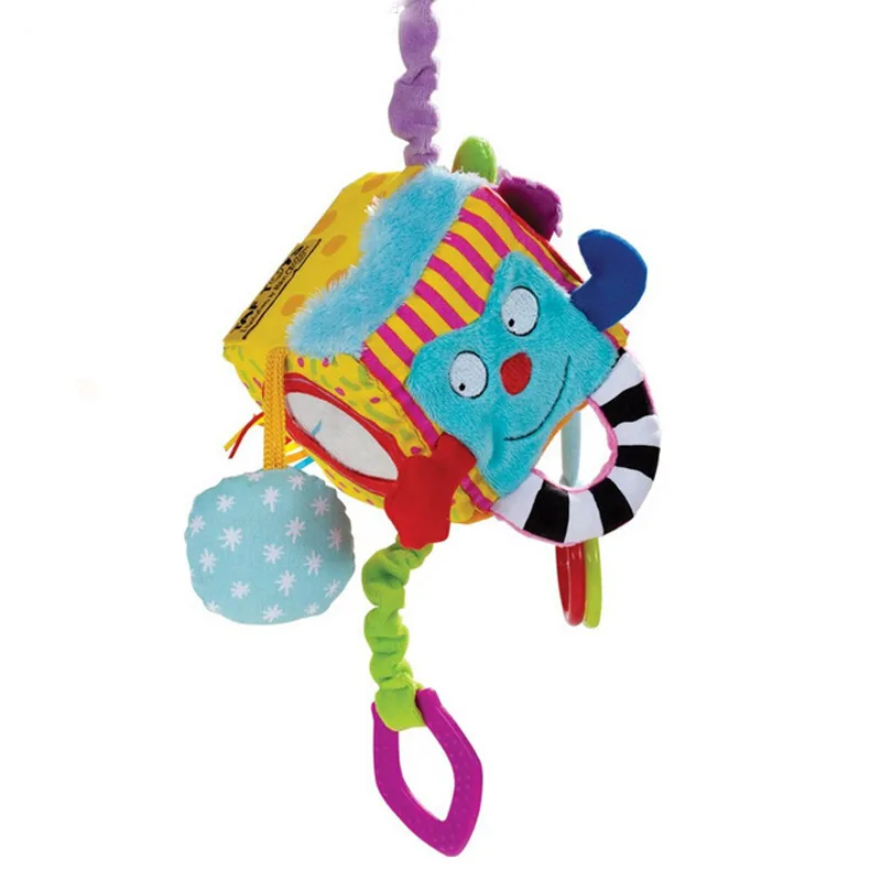 Детская Мобильная погремушка плюшевая креативная игрушка кубик-погремушка для раннего восприятия новорожденных обучающие игрушки для малышей 0-12 месяцев