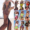 One Piece Swimsuit Leopard Brazilian Sexy Hollow Out Bikini 2022 New Push Up Swimwear Women Tassel One-Piece Bodysuits Swim Wear ► Photo 2/6