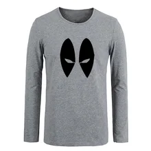Deadpool Marvel DC Comics Eyes Men Customized Cotton Long Sleeve Tops Tees for Boy Casual Clothing Anime cosplay family T shirt