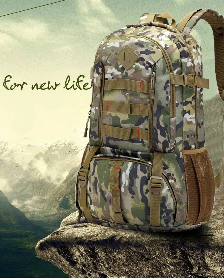 Quente de Alta Molle à Prova Mochila do Exército Bolsa de Esportes Qualidade Grande Dwaterproof Água Militar Tático Mochila Caça Caminhadas Acampamento 50l 2 Mochilas escal.